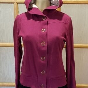 So Fuschia Snap-up Hooded Fleece Jacket
